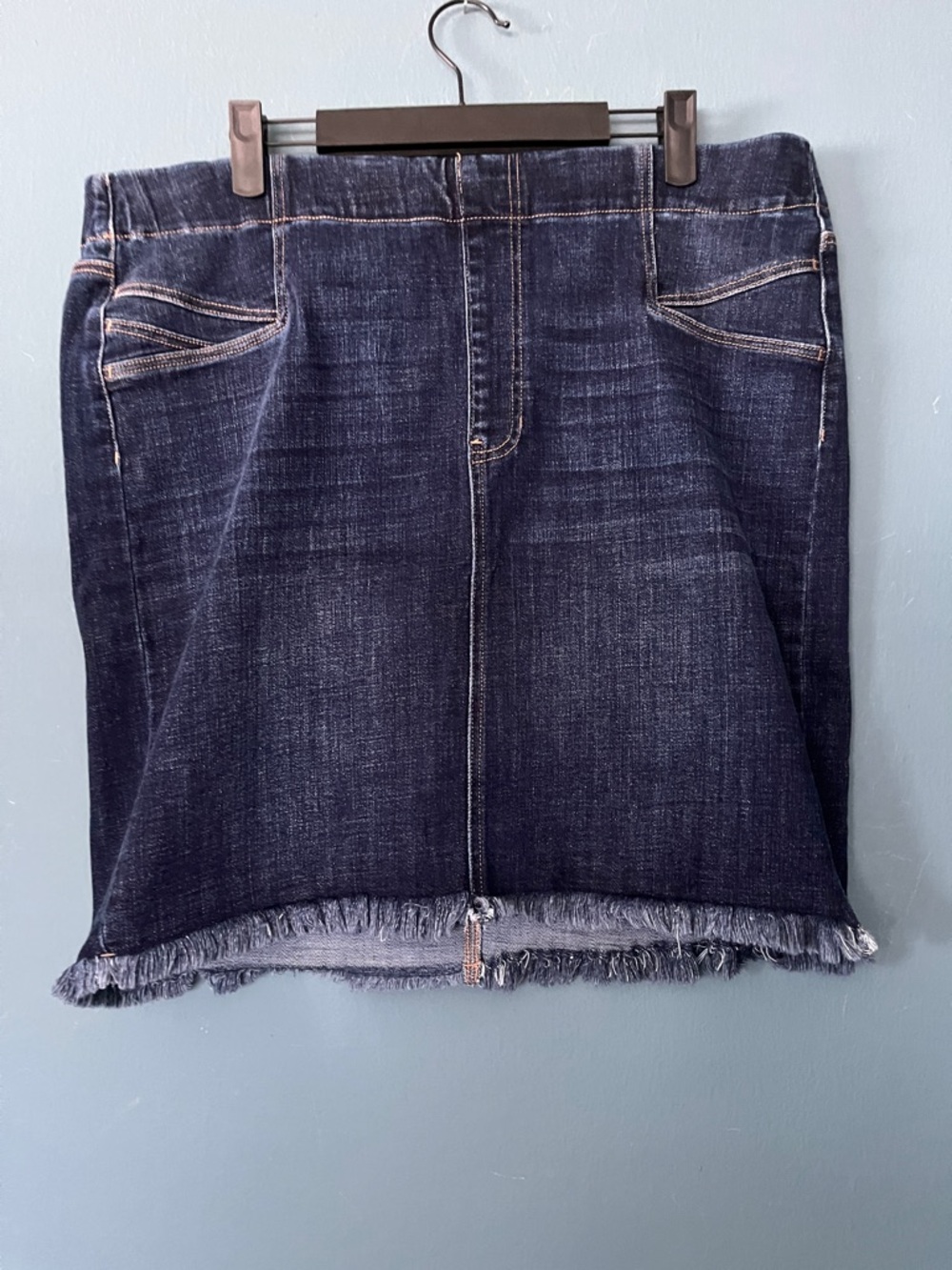 Liverpool Dark Blue Denim Skirt with Contrast Stitching